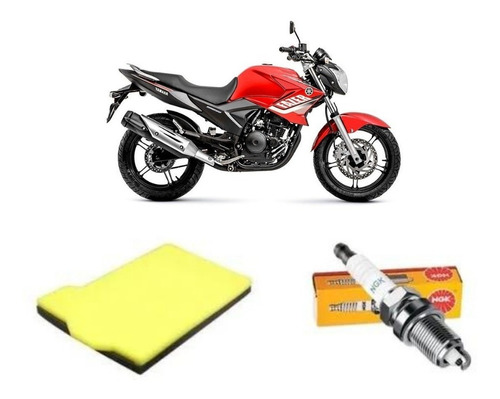 Filtro De Ar E Vela Ngk Yamaha Fazer 250 2013 A 2015 Flex