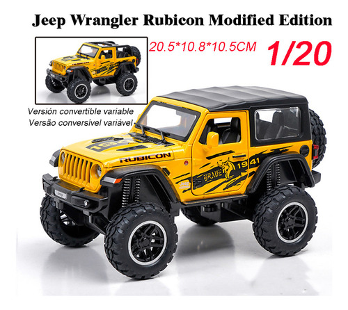 Jeep Wrangler Rubicon Miniatura Metal Coche Con Luz Y Sonido