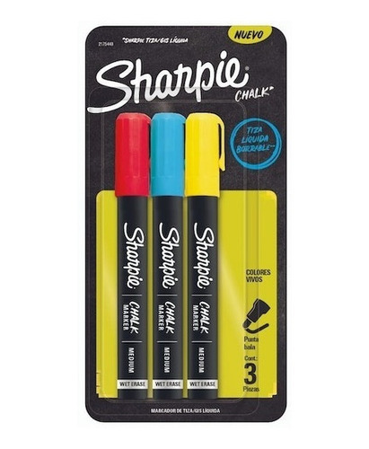 Set 3 Marcadores Sharpie De Tiza Líquida Borrable Primarios