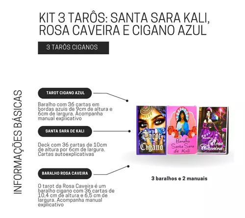 Tarot Rosa Caveira Baralho 36 Cartas + grátis Banho Cigano Nf em