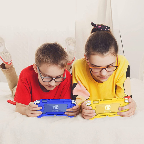 Dreamystore 3en1 el último traje de protección total, a prueba de agua, polvo y anticolisión, protector de pantalla integrado, la mejor sensación de la mano,Armour Funda Case Para Switch Lite Azul