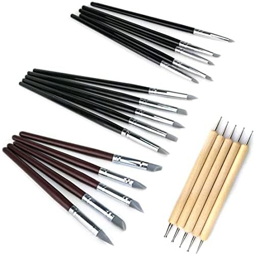 20 Pcs Clay Sculpting Tools, 15 Pcs Silicone Rubber Tip...