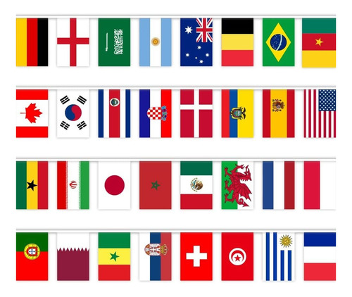 Bandera Copa Del Mundo 2022 Banderas 32 Paises 30x45cm