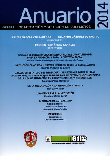 Rev. Anuario 2014 De Mediación Y Solución De Conflictos