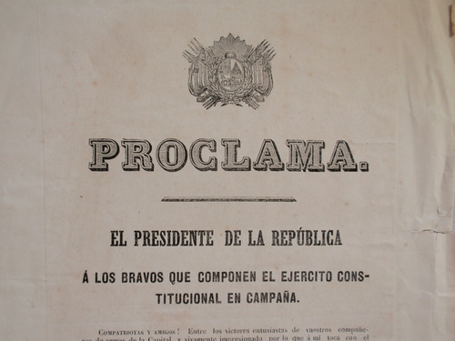 Proclama Pte Gabriel Pereira Por Triunfo De Quinteros 1858