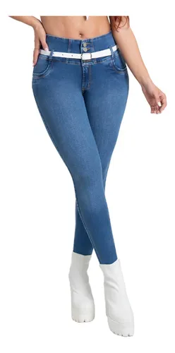 Jeans Con Faja Interna Levanta Cola Tiro Alto - 526