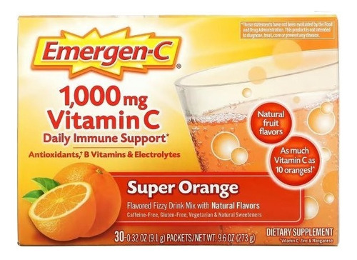 Emergenc Vitamina C Y B Antioxidante + Electrolitos 30sobres Sabor Naranja