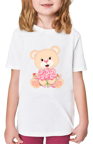 Remera Nena Niña Infantil Oso Princesa Corona Rosa Flor 07