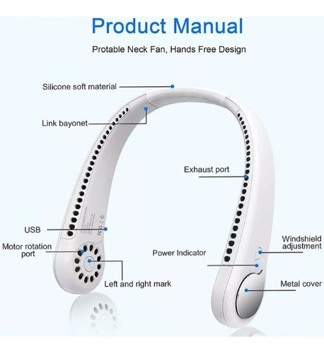 Ventilador De Cuello Portátil Recargable 