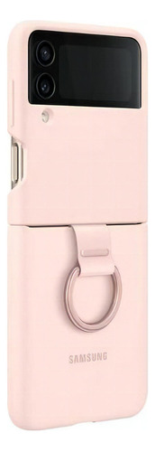 Funda silicone cover Samsung Silicone cover with ring rosa con diseño liso para Samsung Galaxy Z Flip4 por 1 unidad