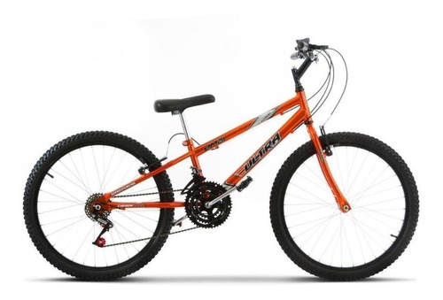 Bicicleta  de passeio Ultra Bikes Bike Rebaixada Aro 24 18 Marchas freios v-brakes cor chrome line orange