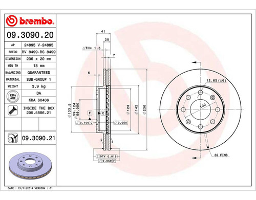 Un Disco Ventilado Front Spark Classic Brembo 16/17