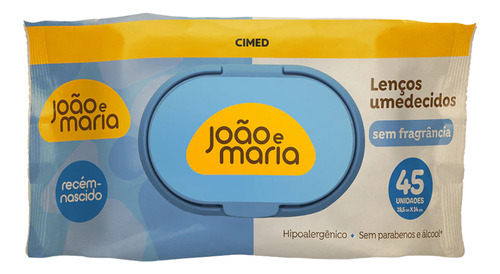 Lenço Umedecido João E Maria Rn Cimed Sem Fragrância 90 Unid