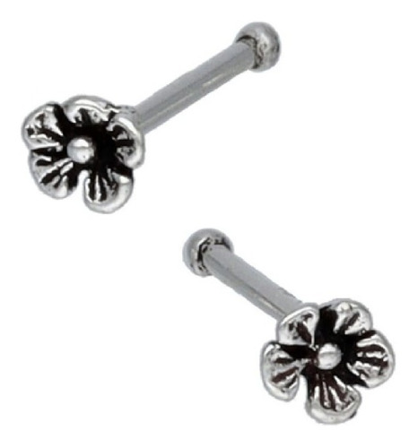 Aros Tipo Piercing Nariz Modelo Flor En Plata Fina 925