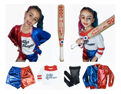 Fantasia Kit Roupa Completa Arlequina Infantil Com Jaqueta