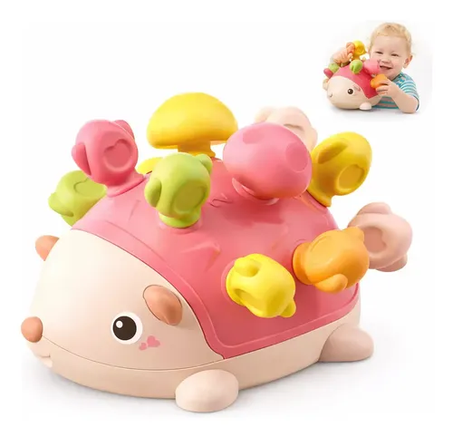 Brinquedo Educativo Ouriço Sensorial Montessori Para Desenvolvimento Motor RosaP