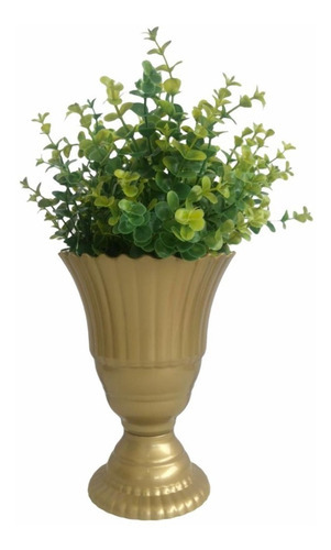 Vaso Planta Artificial Decorativo Luxo - 2 Unid Cor Dourado Liso