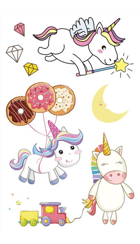 Imagen 6 de 10 de Tatuajes Temporales Tattoo Unicornio X10 Planchas Souvenir