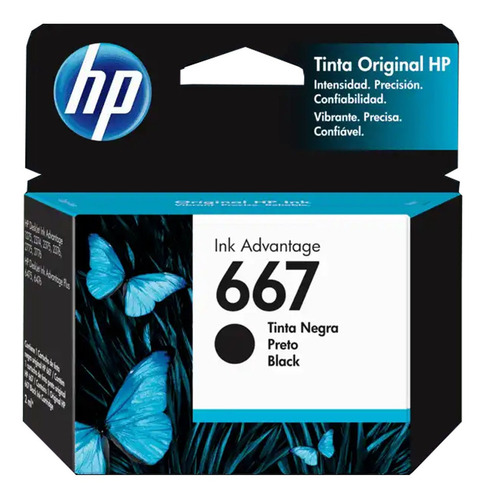 Imagen 1 de 4 de Cartucho Tinta Hp 667 Negro 3ym79al Original 1275 2374 2375