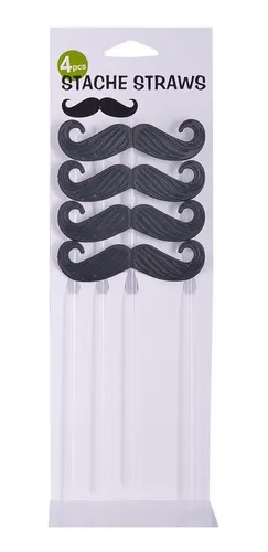 Sorbete Pajitas X 4 Reutilizable Bigotes Mostacho Diseño