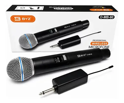 Microfone Sem Fio D-mb 60 Byz 2 Em 1 Com Receptor Cor Prateado