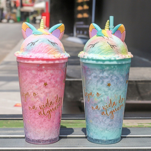 Imagen 7 de 10 de Vaso Con Bombilla Diseño De Unicornio 430 Ml