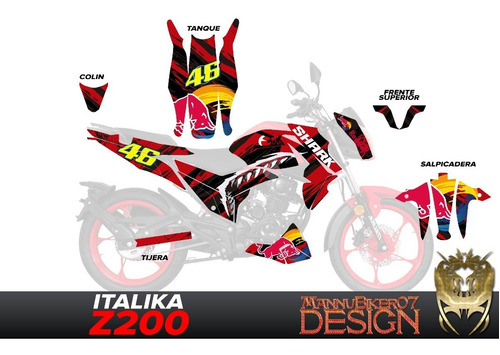 Italika 200z Calcas Vinil Skins Wrap Stikers Laminado Enduro