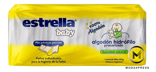 Estrella Baby Algodon Hidrofilo Pack X2 Pre Cortado 100gr Ideal Para Higiene Del Bebe Limpieza Diaria Alta Absorcion Suave Y Resistente Hipoalergenico Apto Para Pieles Sensibles Modaxpress