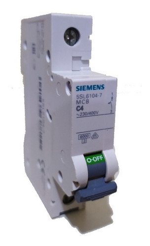 Breaker Monopolar 4 Amp 230/400v Siemens 5sl6104-7 Mcb