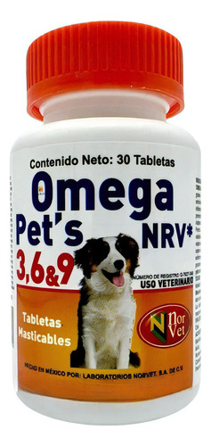 Omega Pets Nrv 3, 6 Y 9 Artritis 30 Tabs Vitaminas Perros
