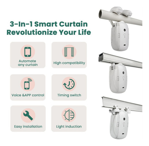 Controlador De Cortinas Alexa Para Rod Curtain Setup Home