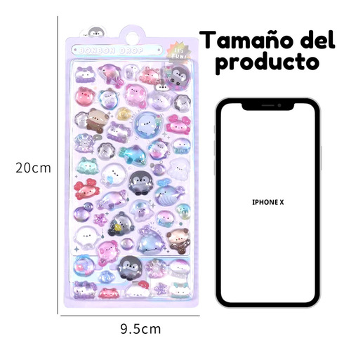 Pegatinas 3d Kawaii Relieve Cristal Calcomanías Decorativas Personaje Paquete 3
