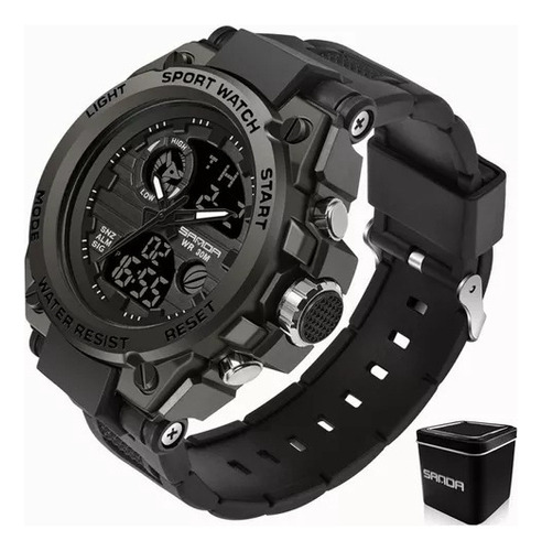 Reloj De Pulsera Táctico Militar Impermeable Para Hombre Correa Negro Bisel Negro