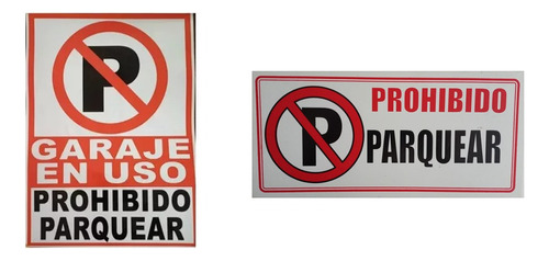 Señalización 2 Avisos Adhesivo + Acrílico Prohibido Parquear