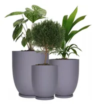 Comprar Combo Maceta Plástica Rotomoldeada Marca Amalfi Modelo Copa N70 En 149 Litros + N55 En 73 Litros + N40 En 29 Litros Con Plato Para Cada Medida Color Gris Grafito