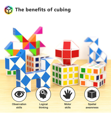 Puzzle Cube Vdealen Mini Cube & Fidget Snake, Paquete De 24