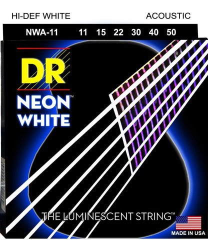 Encordoamento Violão Aço Neon White Dr Strings 011 - Branca