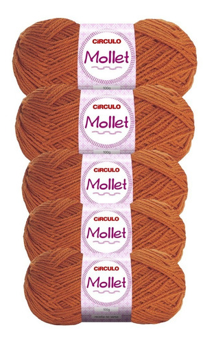 Lã Mollet 100g Crochê / Tricô - Círculo - 5 Novelos Cor 4817 - Brasa