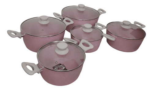 Set Bateria Juego Romania Roca Volcanica 5pc 12x Roc-5510 Rosa