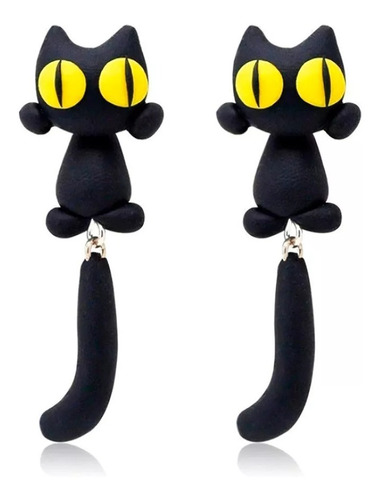 Aretes Gato Negro Kawaii 