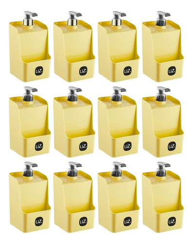 Dispenser Pia Porta Detergente Cozinha Esponja Amarelo 12pçs
