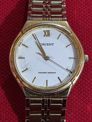 Reloj Orient Dorado Mini Rectangular De Dama Fubjj00bw