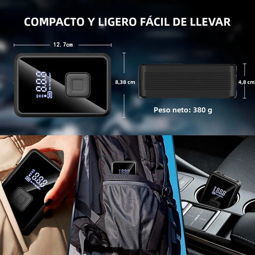 Compresor de Aire Portátil Multiusos - Mini Bomba de Aire Inalámbrica Rápida para Inflar Llantas de Carros, Motos y Bicicletas, Compresor Eléctrico Compacto con Alta Presión para Neumáticos