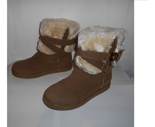  Botines Guess Cafe Claro Peluche Dama 6.5 Usa 23.5 Mex