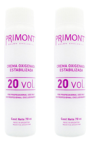  Primont X2 Oxidante Crema Oxigenada Coloración 20 Vol 70ml
