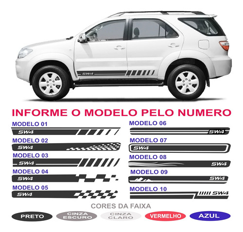 Adesivo Lateral Toyota Hilux Sw4 Acessorios 1994 A 2002