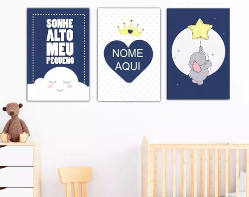 4 Placas Decoração Infantil Quarto Bebe Nuvem Chuva De Amor