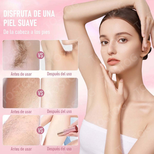 Depiladora Facial Portátil Eléctrica Con Luz Recargable Color Rosa