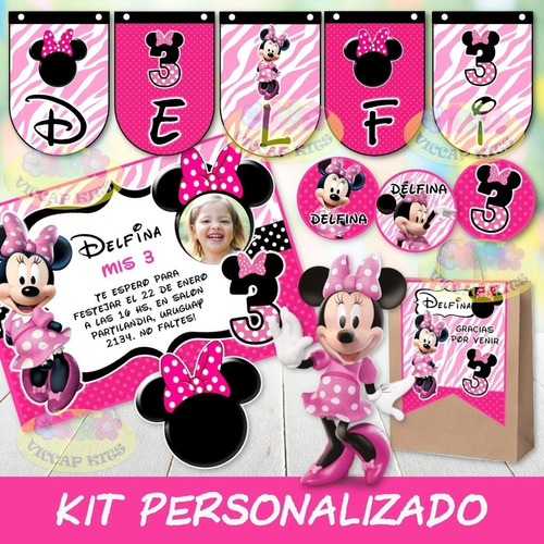 Kit Imprimible Minnie Rosa Orejas Personalizado