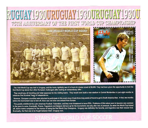 #9096 Maldivas 2005 Mundial De Futbol 1930 Uruguay S/s